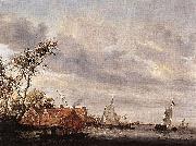 Salomon van Ruysdael River Scene with Farmstead oil painting